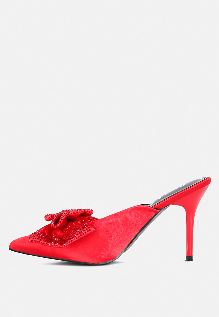elisda red diamante bow heeled mules#color_red
