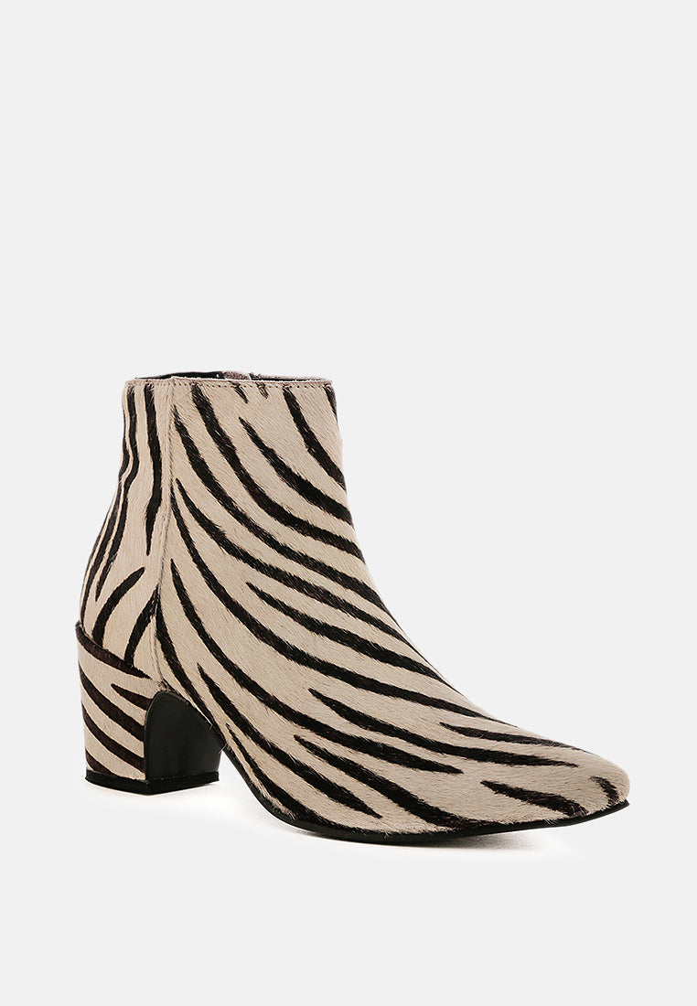 ELISSA Zebra Print Ankle Boots-Zebra