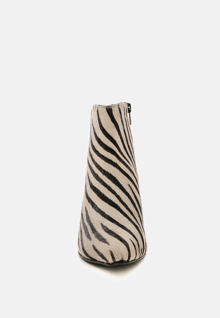 ELISSA Zebra Print Ankle Boots-Zebra