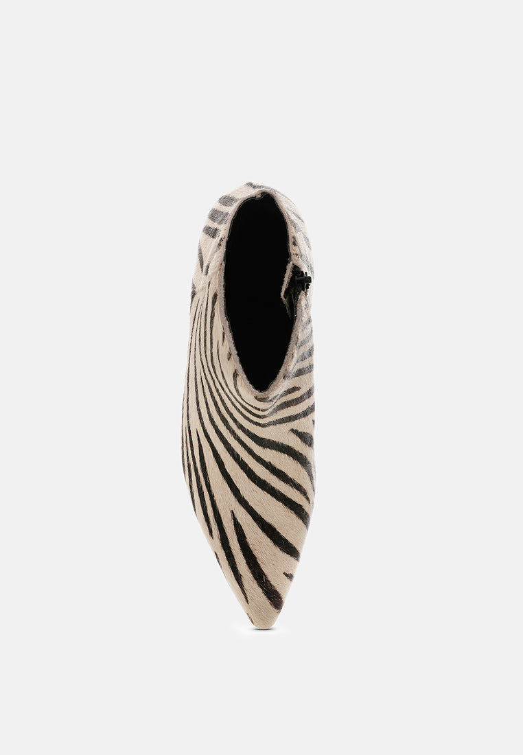 ELISSA Zebra Print Ankle Boots-Zebra