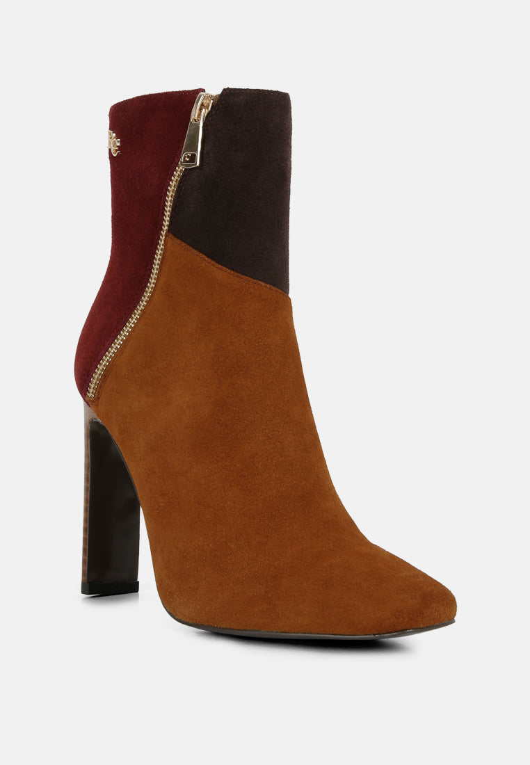 ezra tan patchwork suede ankle boots#color_tan_multi