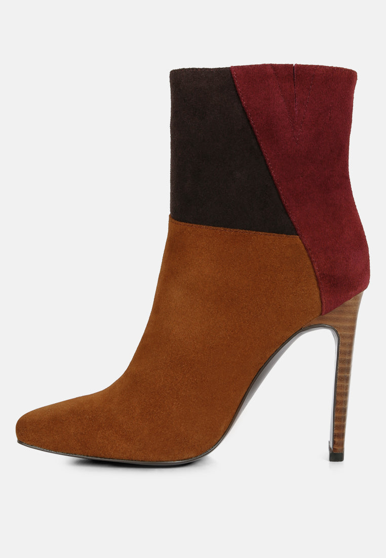ezra tan patchwork suede ankle boots#color_tan_multi