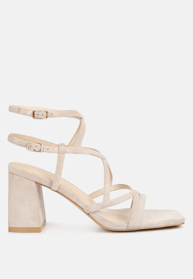 FIORELLA Beige Strappy Block Heel Sandals#color_beige