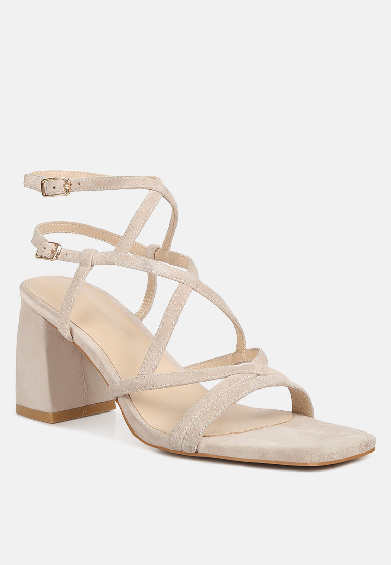 FIORELLA Beige Strappy Block Heel Sandals#color_beige