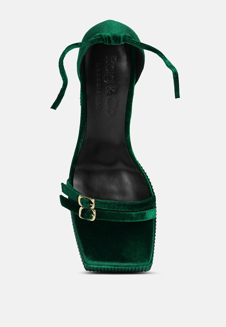 FIRECROWN Green Rhinestone Platform High Block Sandals#color_green