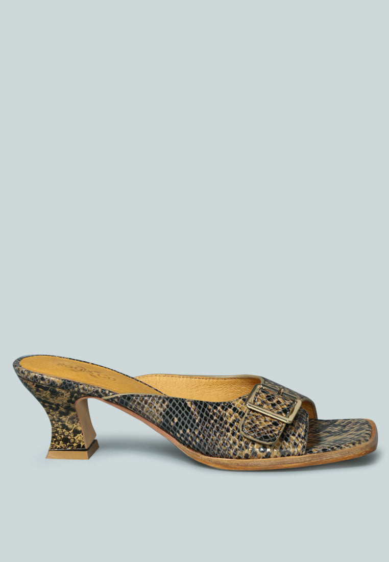 GOMEZ Art Nouveau Leather Slip-On Sandal in Animal Print_Natural Snake