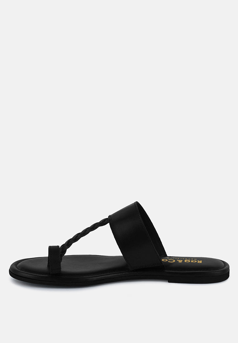 HARRIS Black Toe Ring Braided Slip Ons#color_black