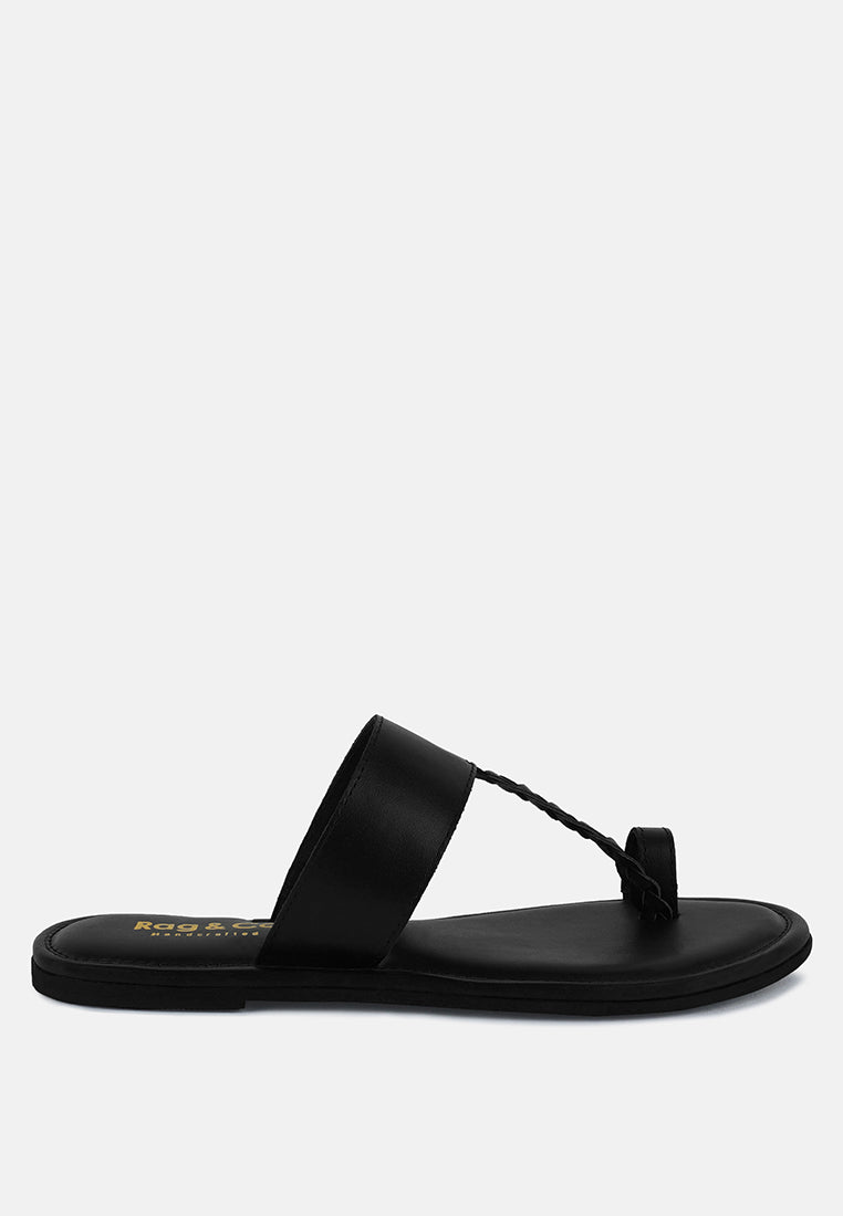 HARRIS Black Toe Ring Braided Slip Ons#color_black