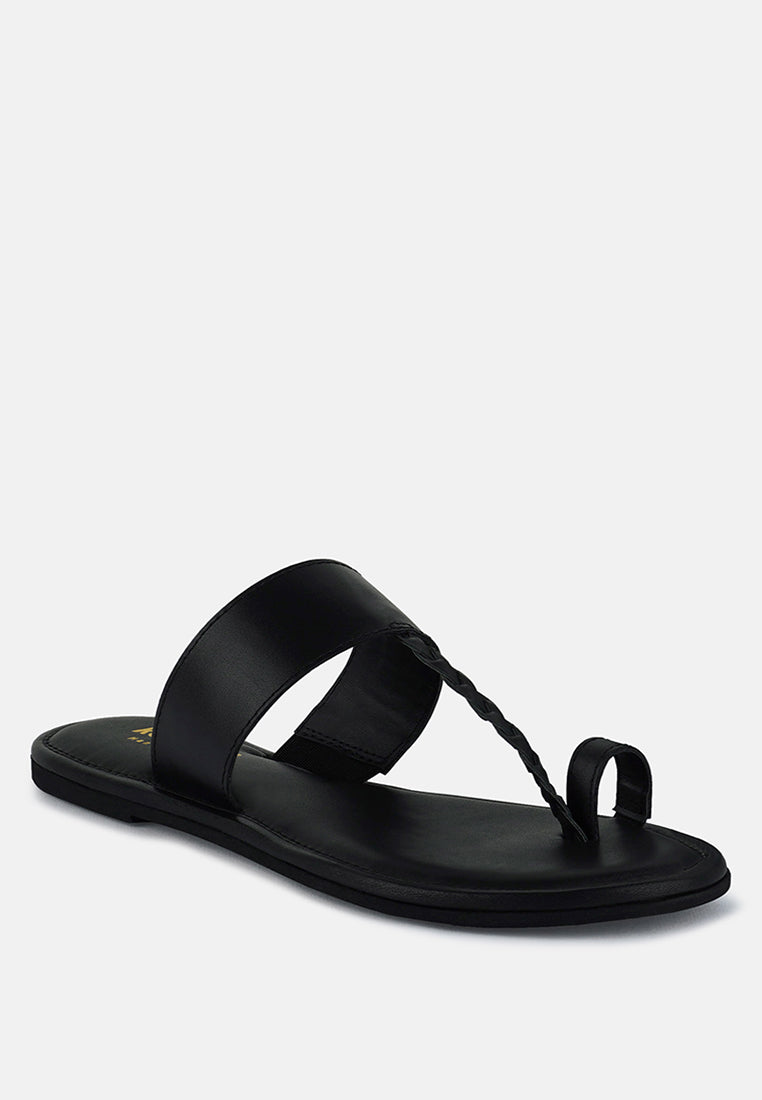 HARRIS Black Toe Ring Braided Slip Ons#color_black