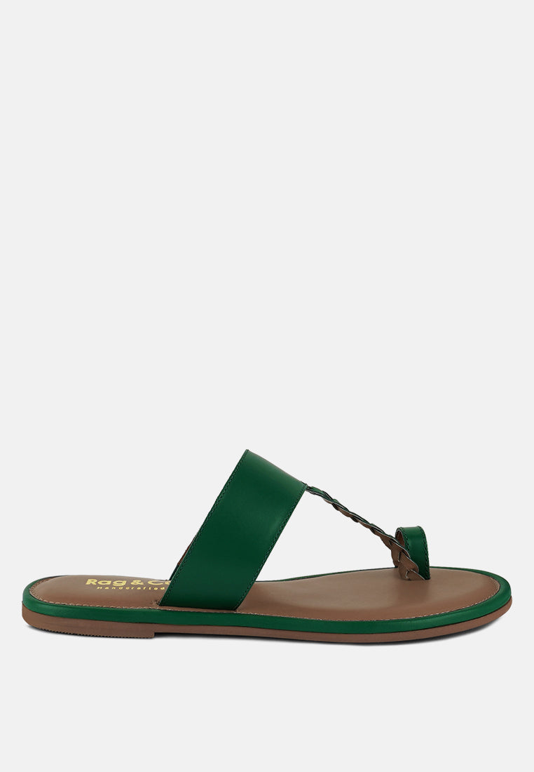 HARRIS Green Toe Ring Braided Slip Ons#color_green