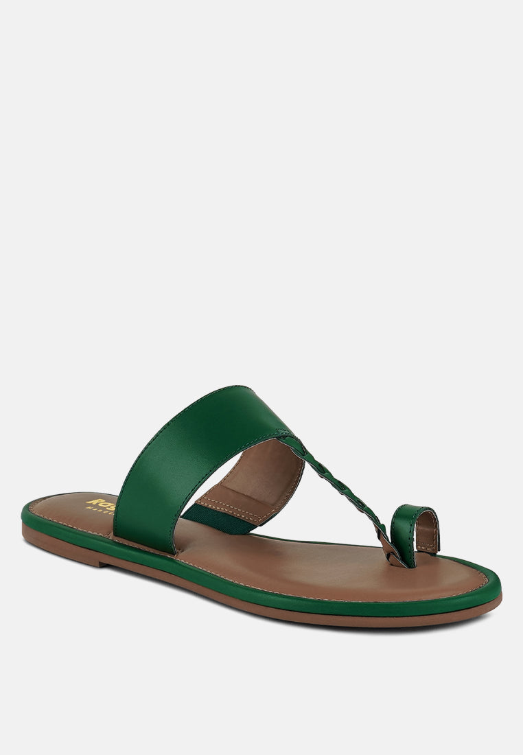 HARRIS Green Toe Ring Braided Slip Ons#color_green