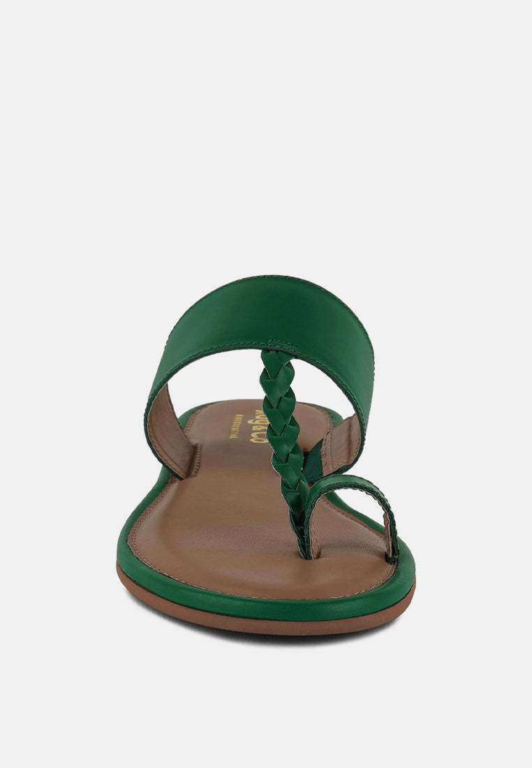 HARRIS Green Toe Ring Braided Slip Ons#color_green