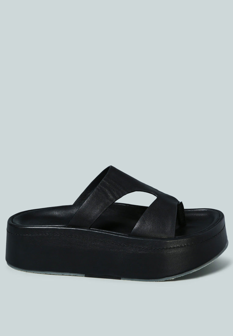 HATHAWAY Slip-On Platfrom Sandal in Black-Black