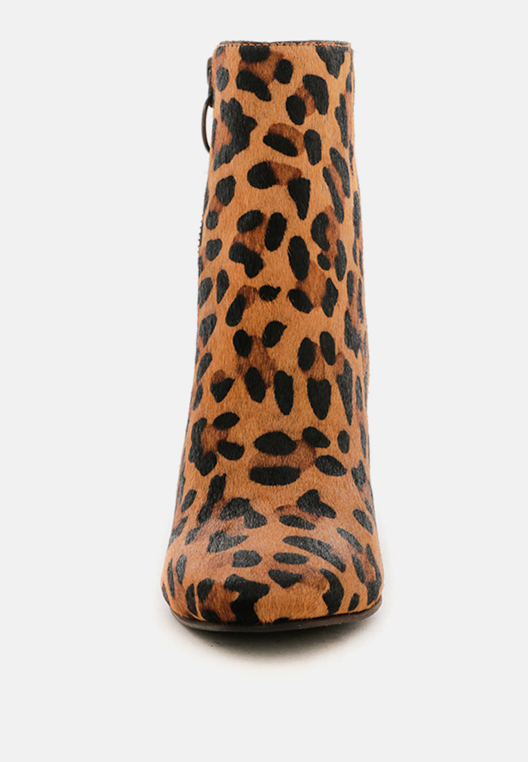 HELEN Leopard Print Block Heel Leather Boots-Leopard