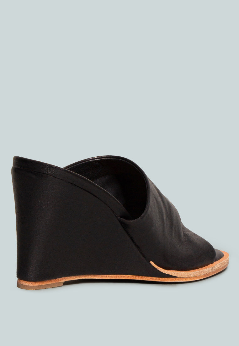 HEPBURN Black Sliders Wedge Sandals-Black