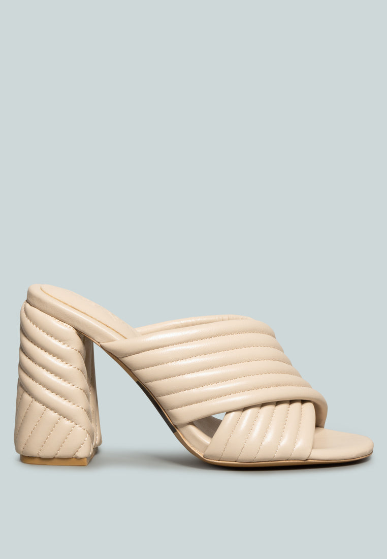 HUTTON Nude Vintage Quilted High Heeled Sandal_Nude