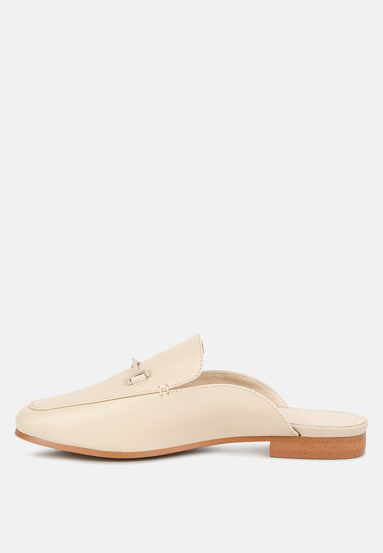 KRISTY Horsebit Embellished Mules in Beige#color_Beige