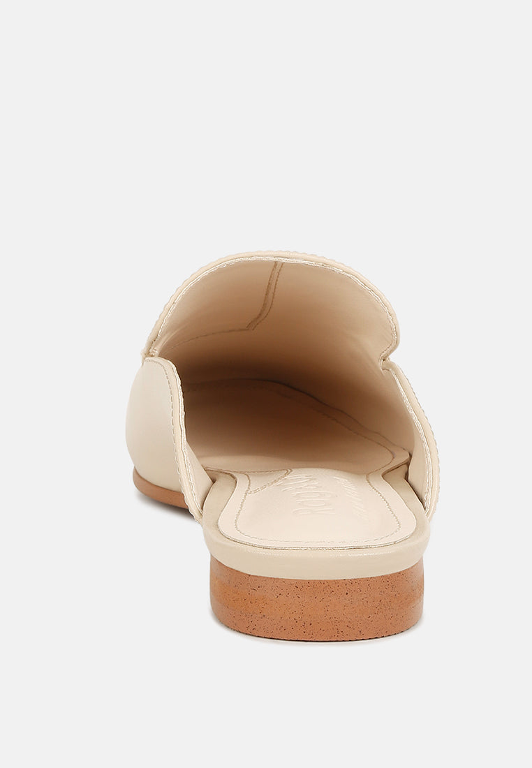 KRISTY Horsebit Embellished Mules in Beige#color_Beige