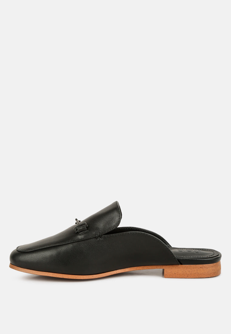 KRISTY Horsebit Embellished Mules in Black#color_Black