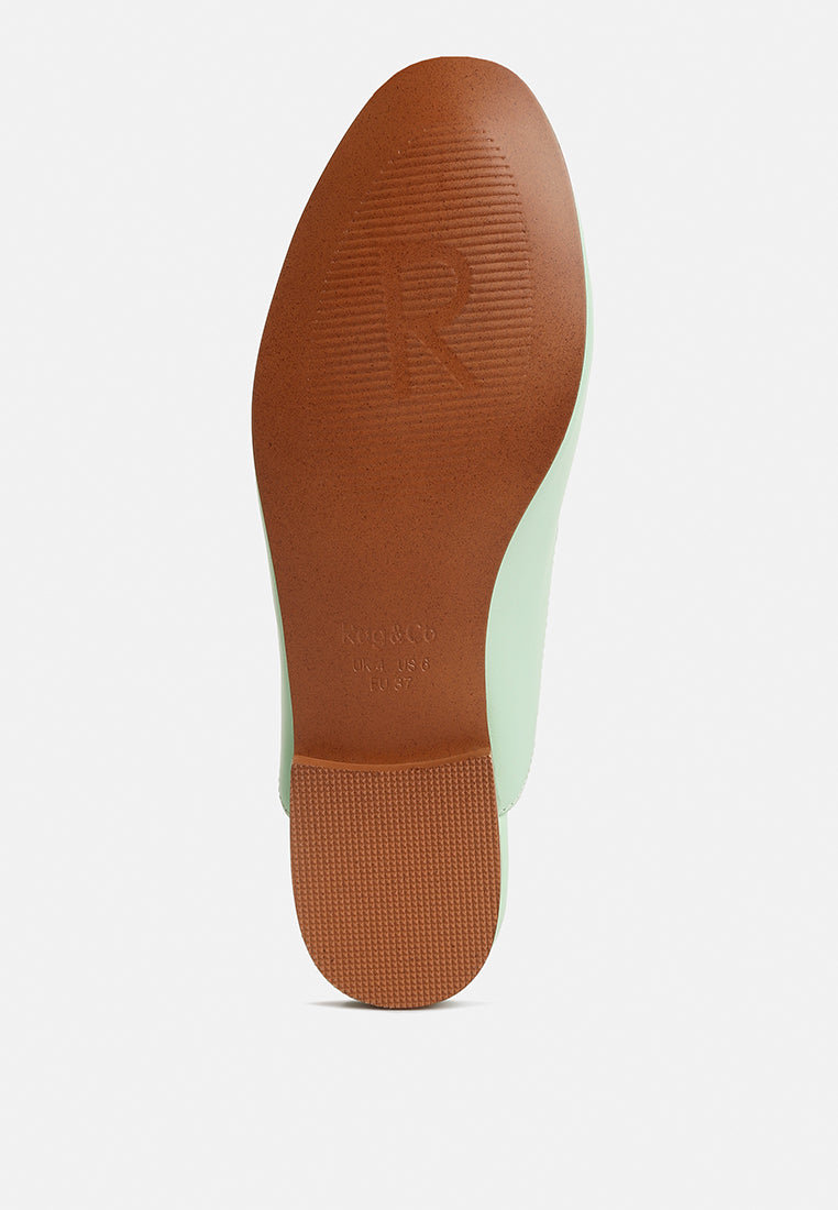 KRISTY Horsebit Embellished Mules in Mint Green#color_Mint Green