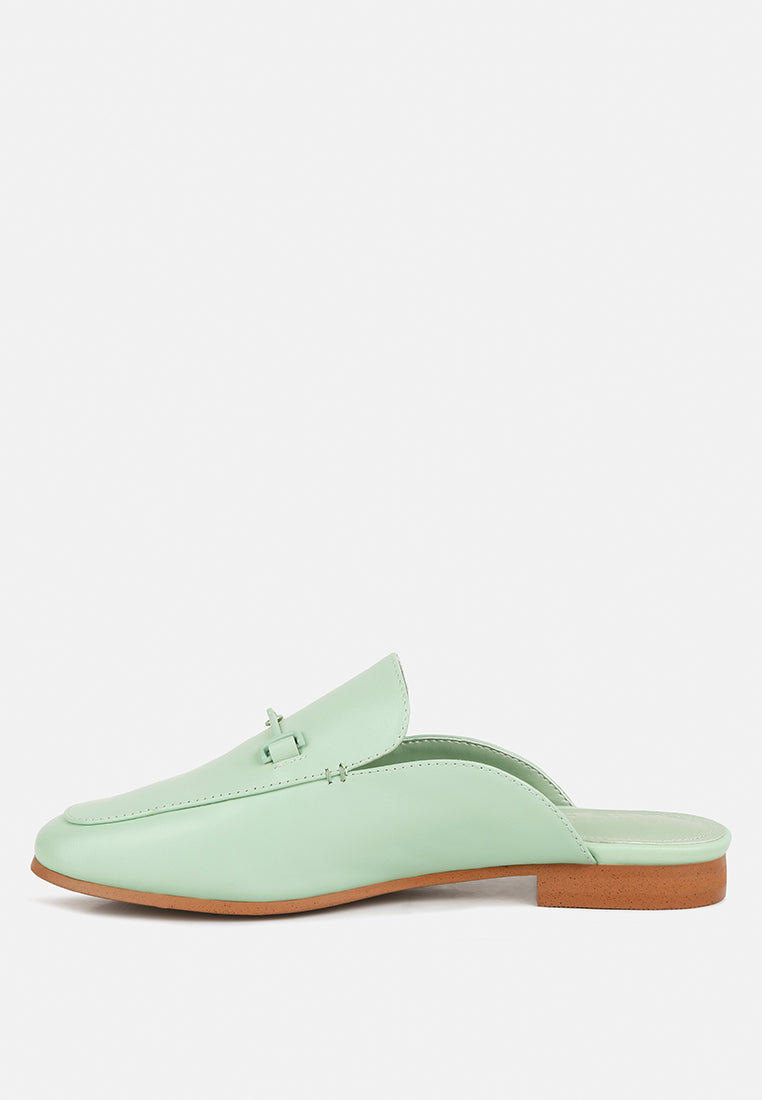 KRISTY Horsebit Embellished Mules in Mint Green#color_Mint Green