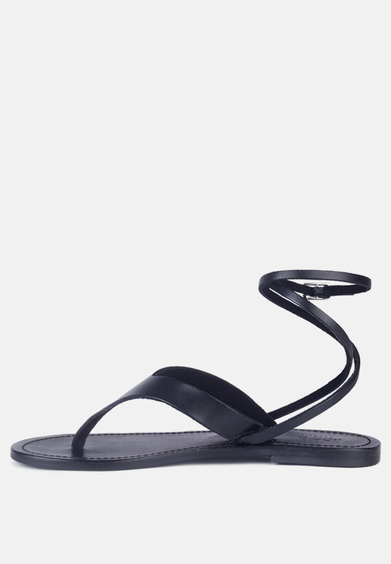 WRAPUP Tie around Black Flat Sandals_black
