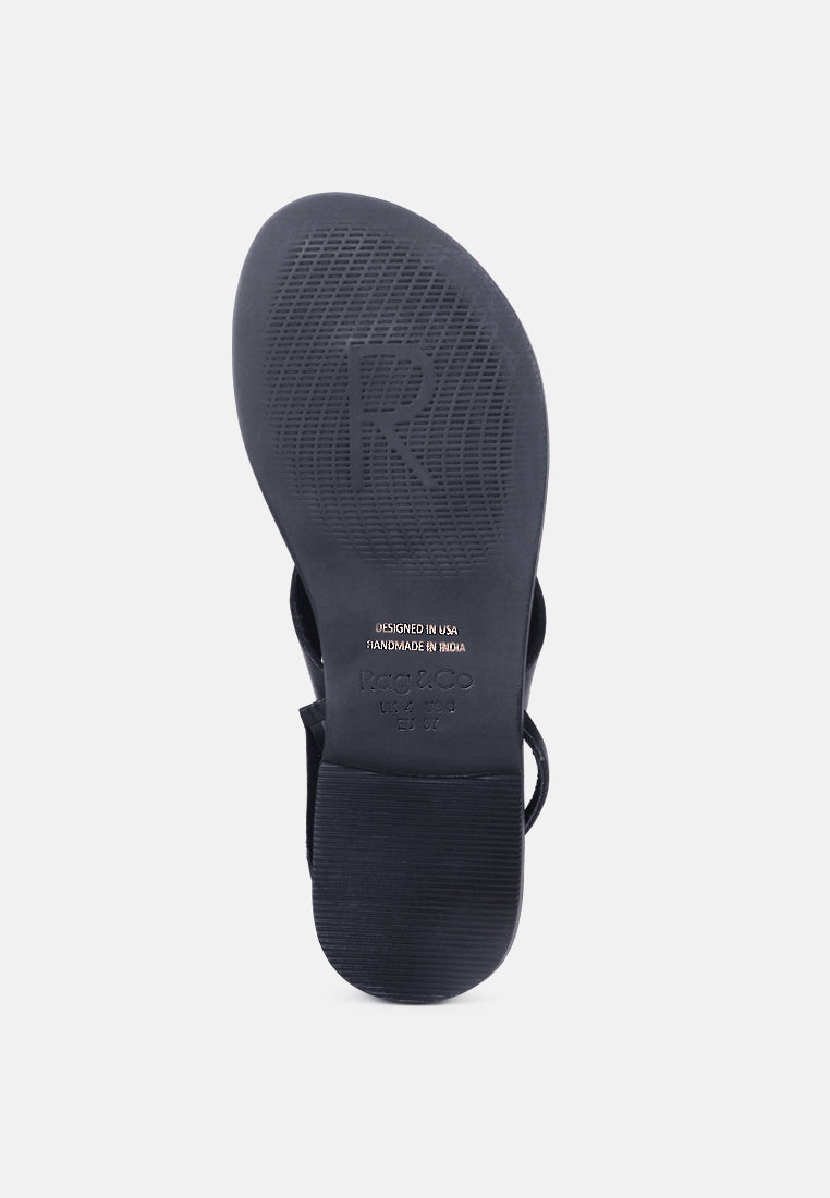 WRAPUP Tie around Black Flat Sandals_black