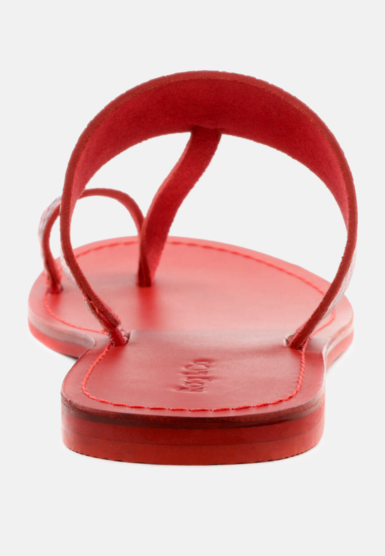 LEONA Snake Print Thong Flat Sandals-Snake