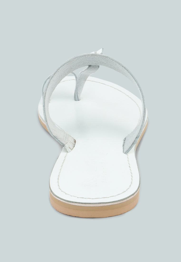 LEONA White Thong Flat Sandals_white