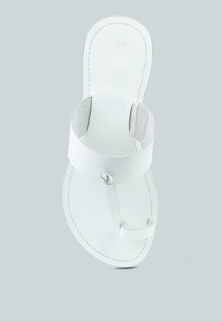 LEONA White Thong Flat Sandals_white