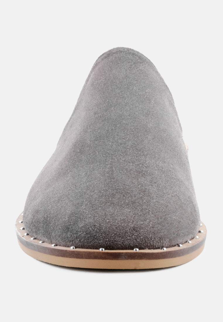 LIA Light Grey Canvas Mules-Grey