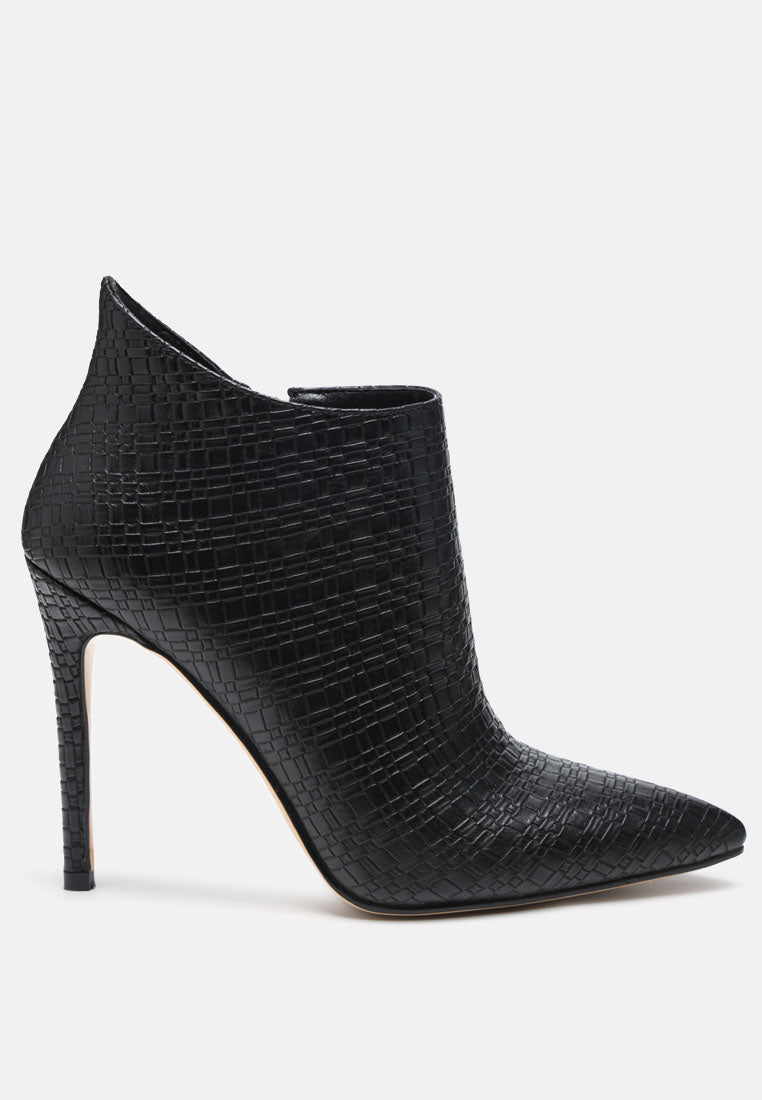 LOLITA Woven Texture Stiletto Boot in Black-Black