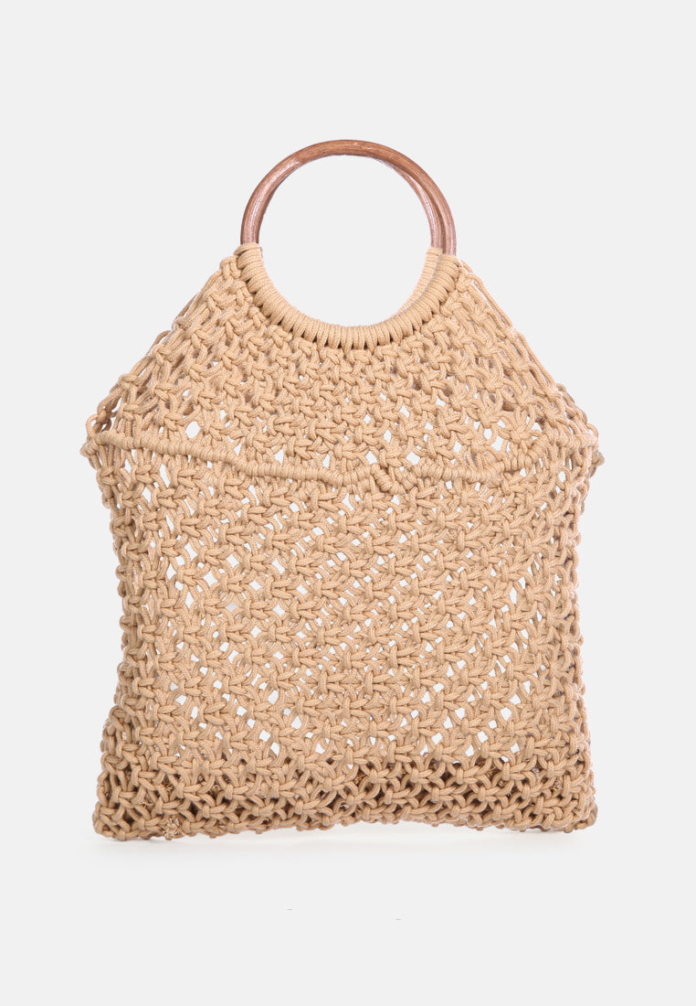 left in knots handmade cotton crochet bag#color_beige