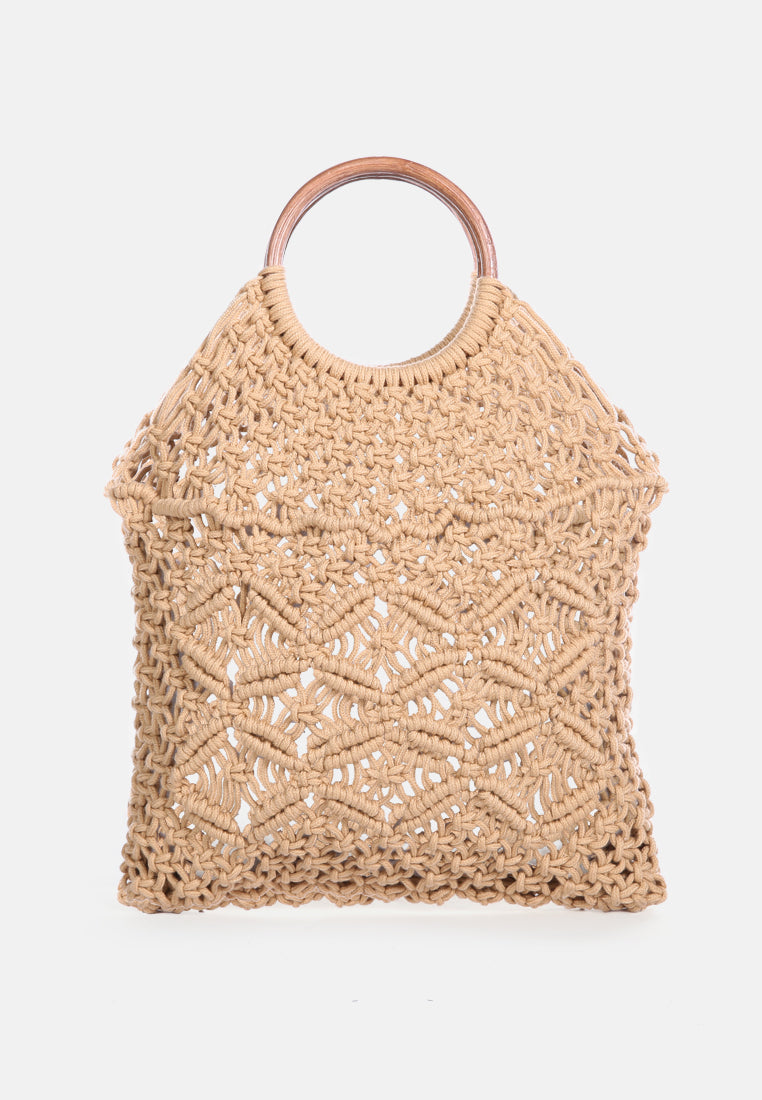 left in knots handmade cotton crochet bag#color_beige