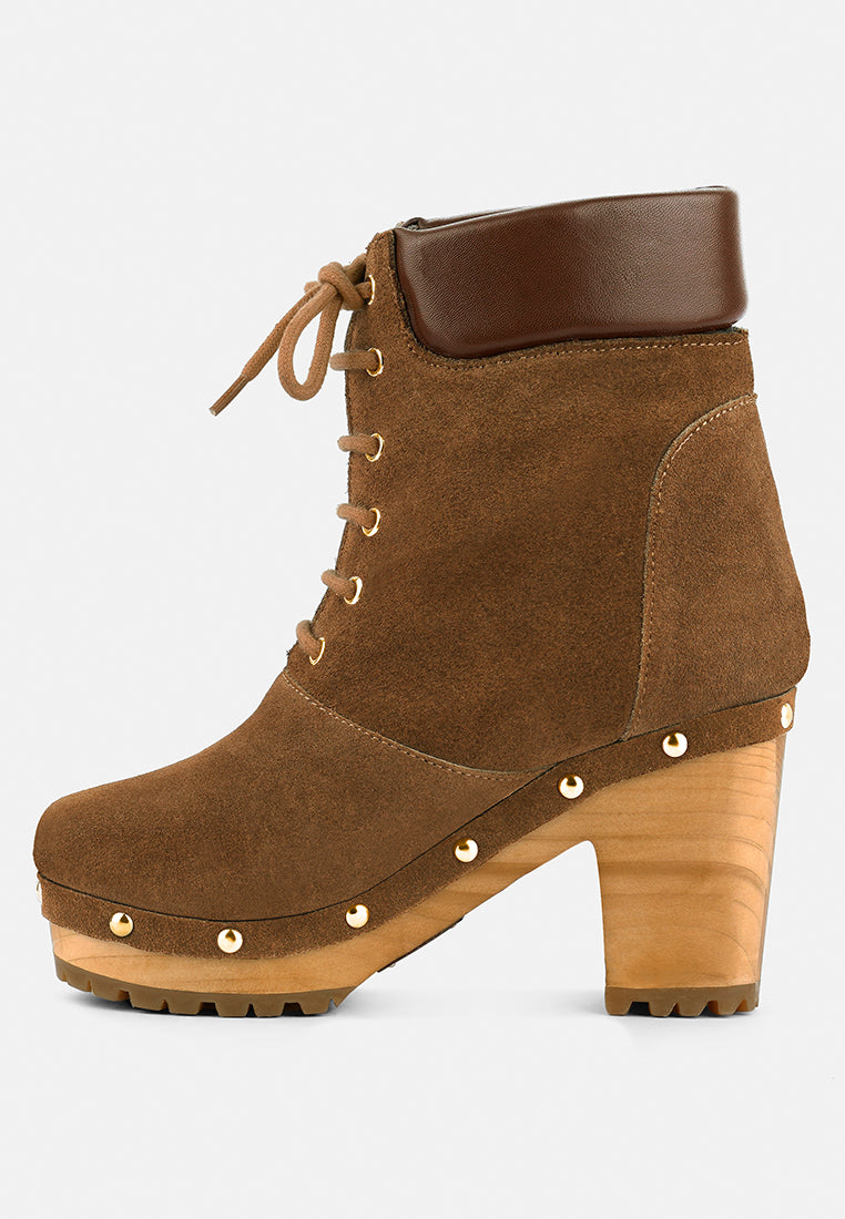 MAAYA Tan Handcrafted Collared Suede Boot_tan