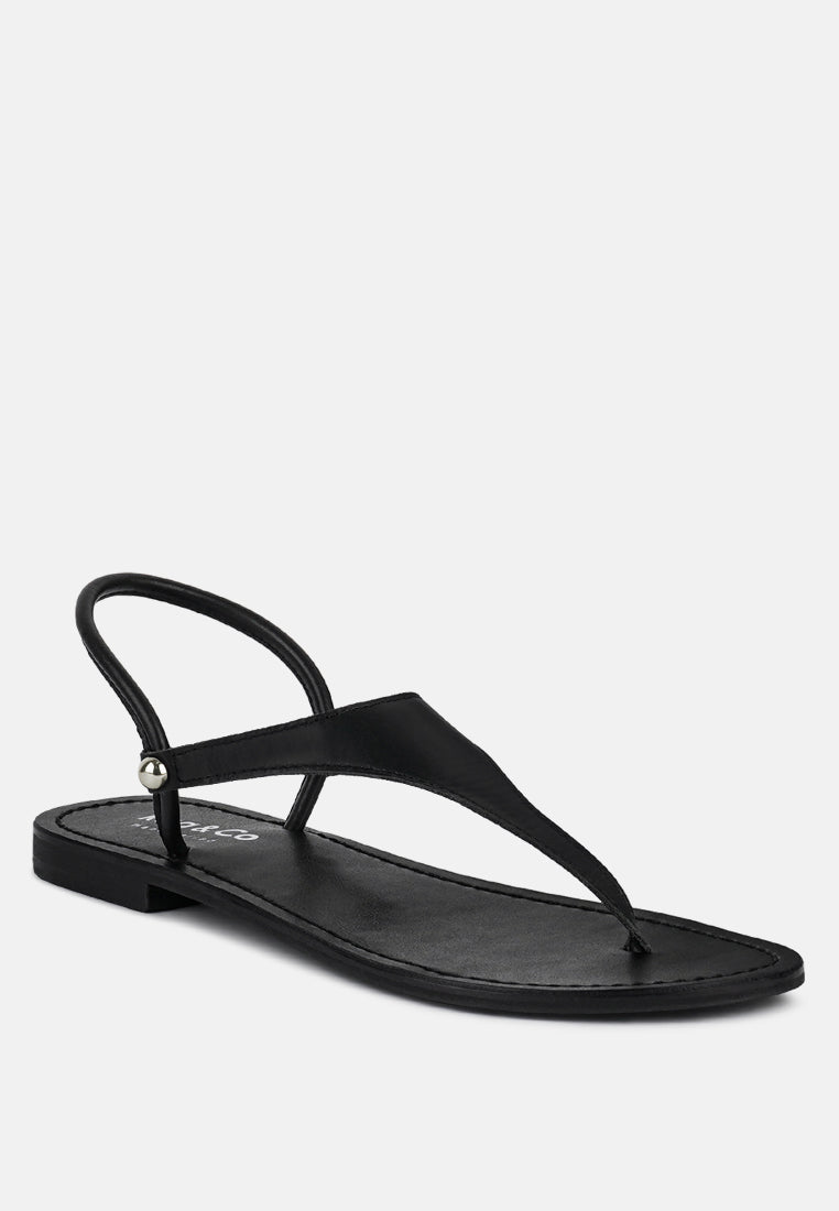 MADELINE Black Flat Thong Sandals