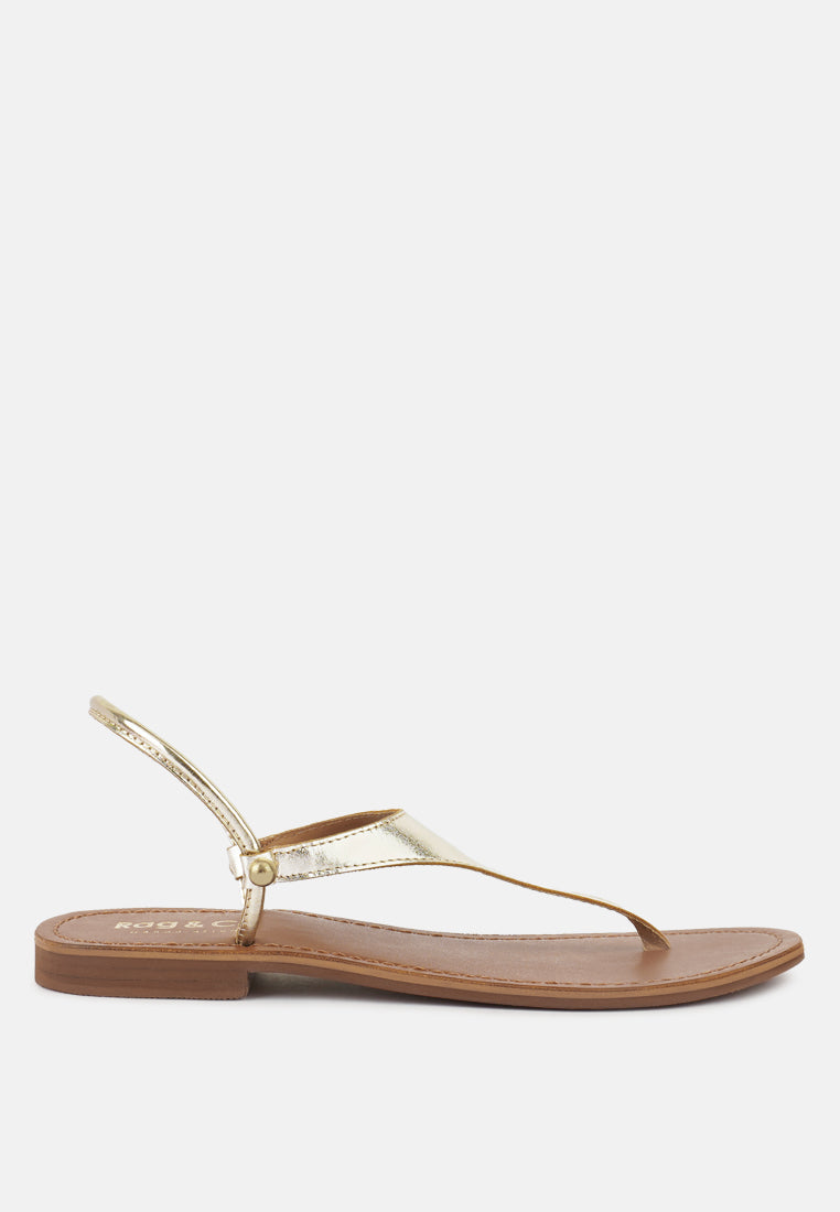 MADELINE Gold Flat Thong Sandals#color_gold