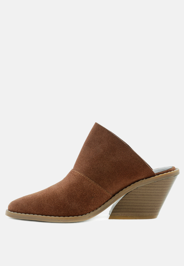 MAE Brown Classic Mule Heels-Brown