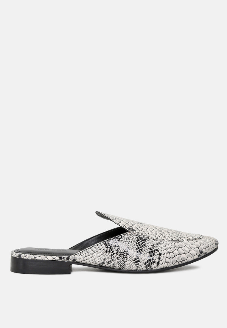 MARLA Black Metallic Leather Mules-Black