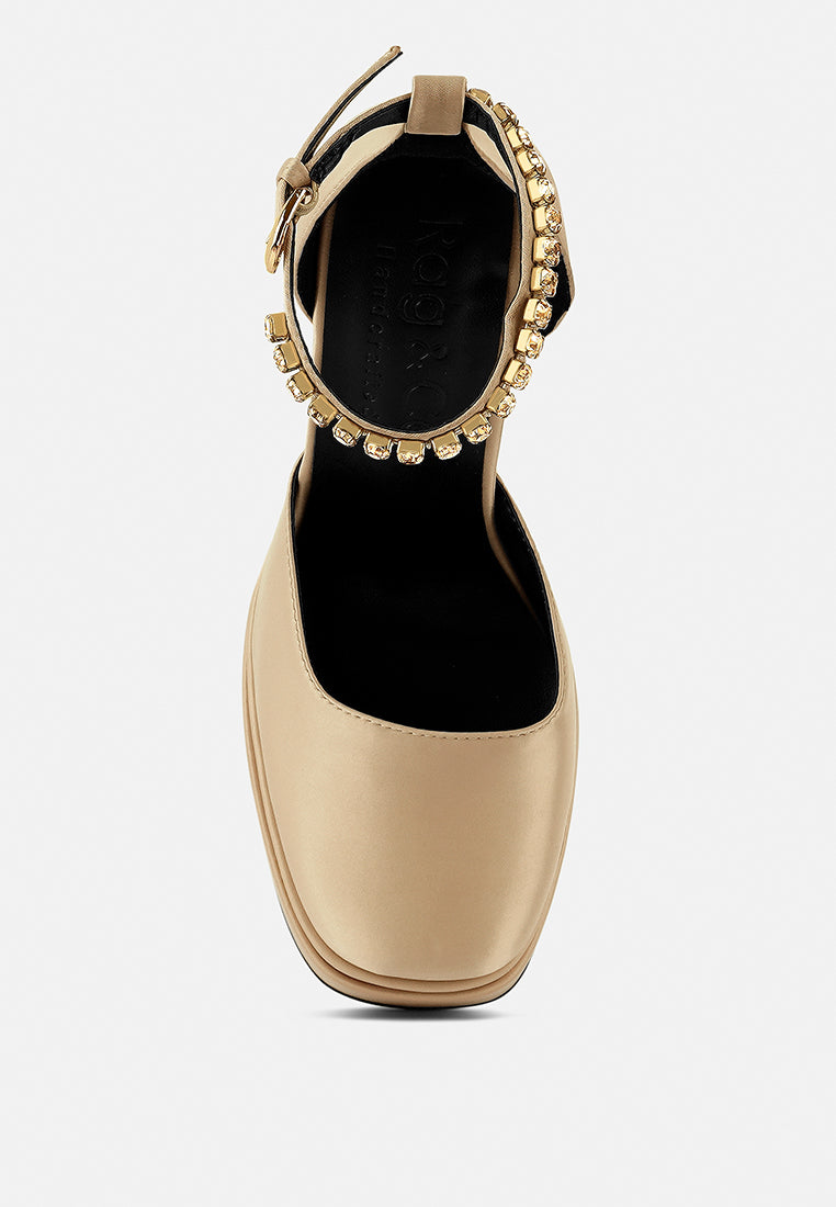 MARTINI Latte Sky High Rampwalk Satin Sandals in Latte color latte