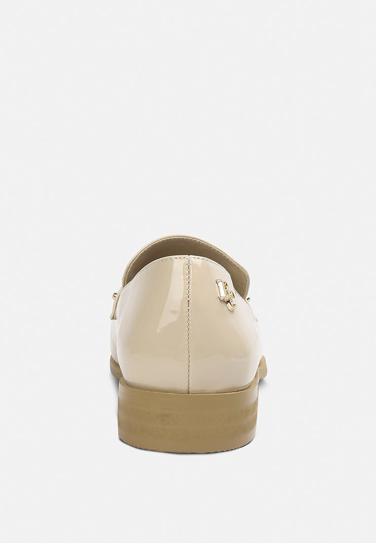 meanbabe semicasual stud detail patent loafers in beige#color_beige