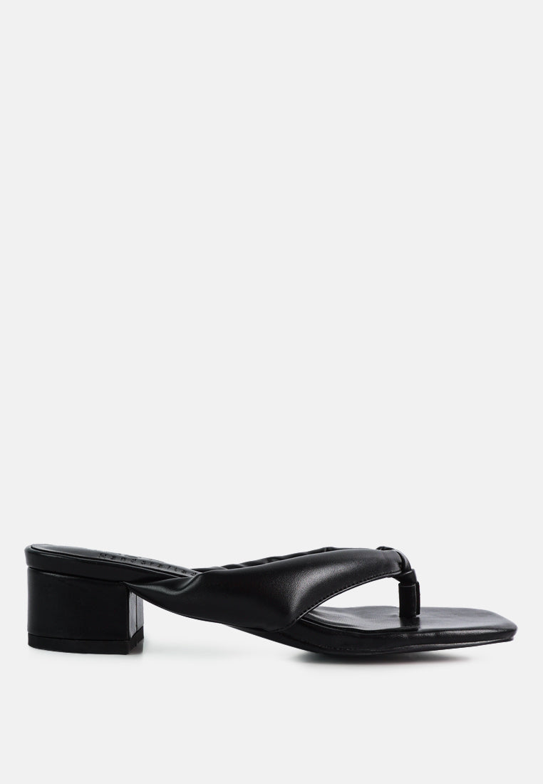 MEMESTAR Black Low Heel Thong Sandals-Black