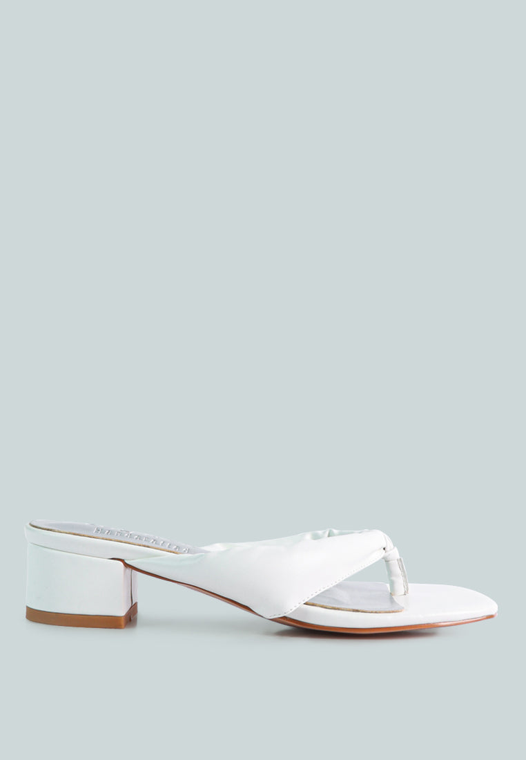 MEMESTAR White Low Heel Thong Sandals-White