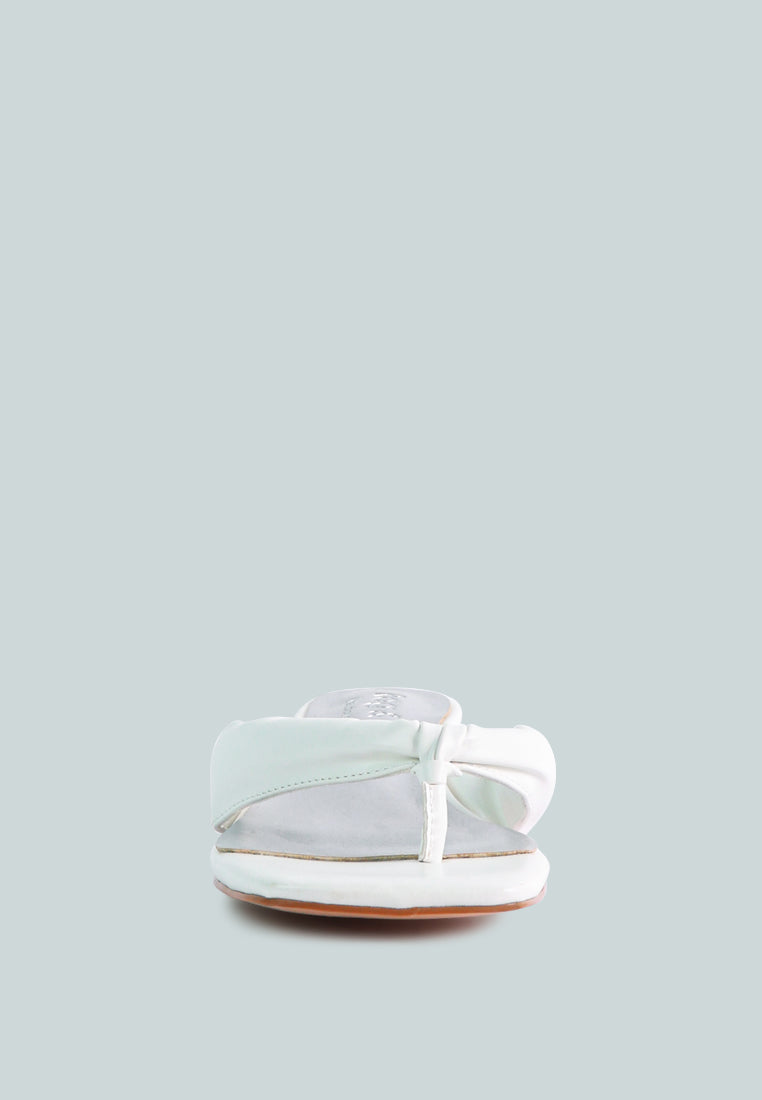 MEMESTAR White Low Heel Thong Sandals-White