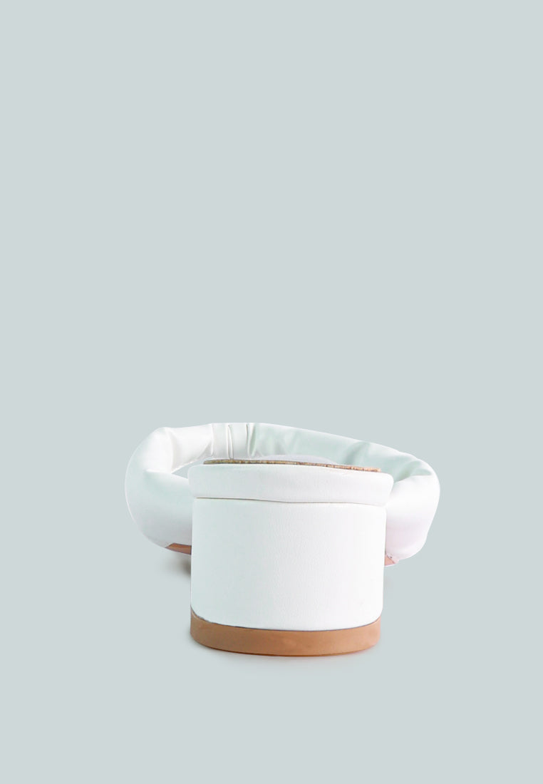 MEMESTAR White Low Heel Thong Sandals-White