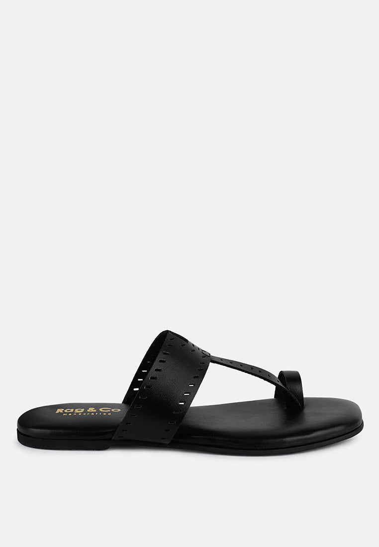 MILA Black Toe Ring Thong Slip Ons#color_black