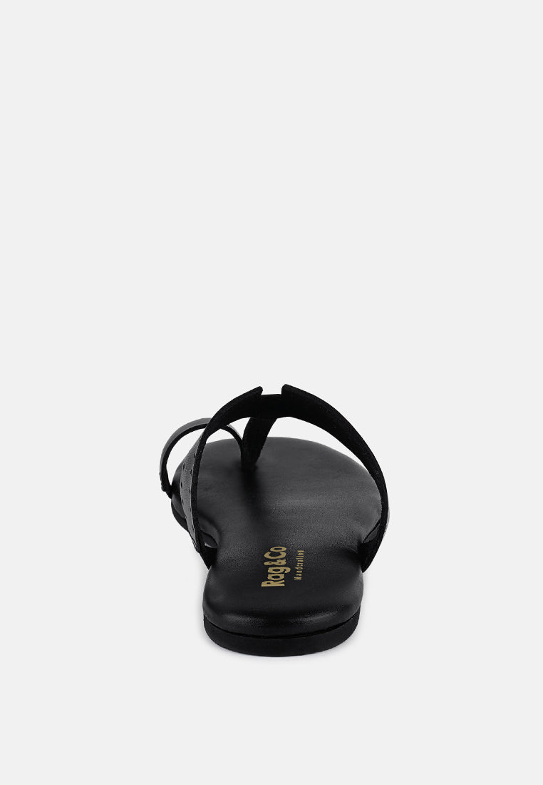 MILA Black Toe Ring Thong Slip Ons#color_black