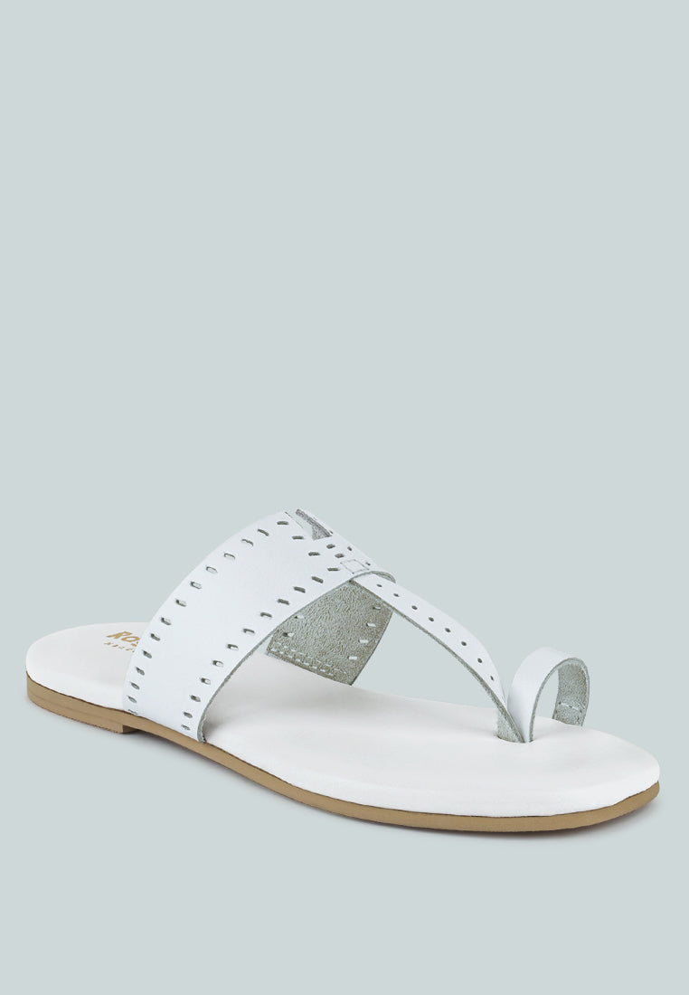 MILA White Toe Ring Thong Slip Ons#color_white
