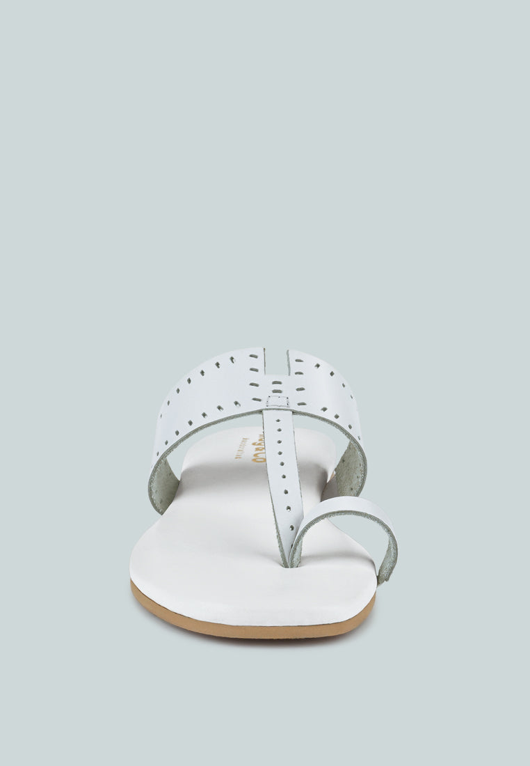 MILA White Toe Ring Thong Slip Ons#color_white
