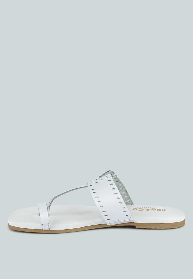 MILA White Toe Ring Thong Slip Ons#color_white